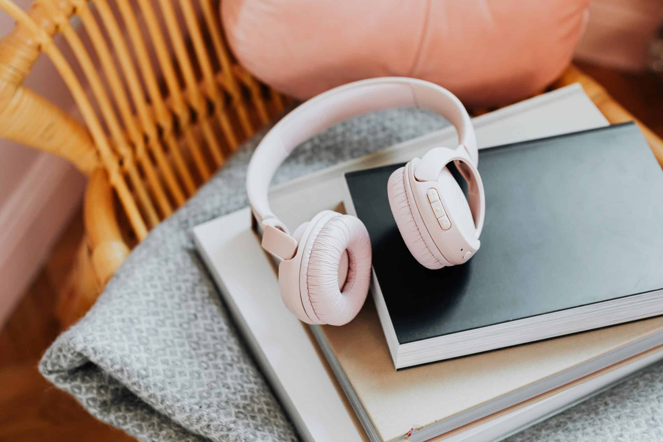 headphones and books