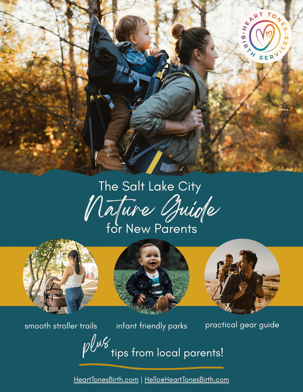 Cover page for Salt Lake City Nature Guide for New Parents by Heart Tones Birth